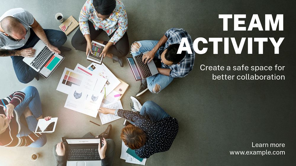 Team activity blog banner template, editable text