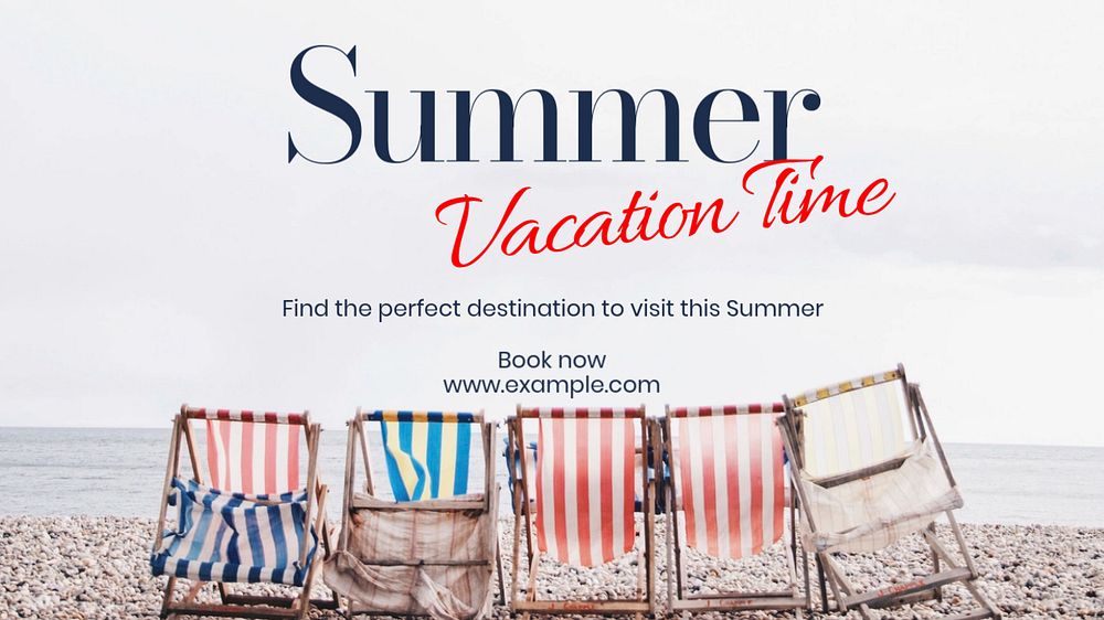 Summer vacation time blog banner template, editable text