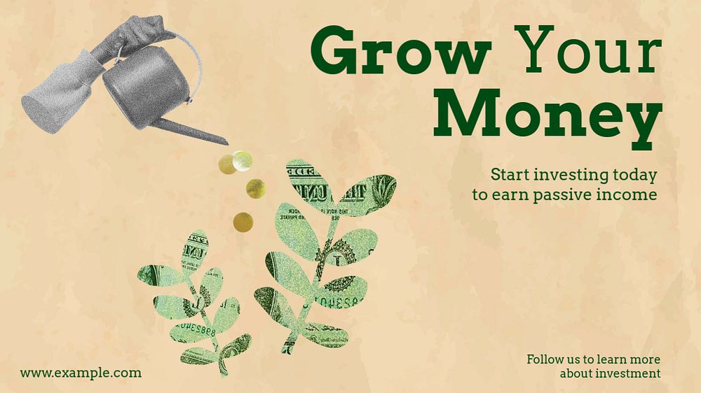 Grow your money  blog banner template, editable text