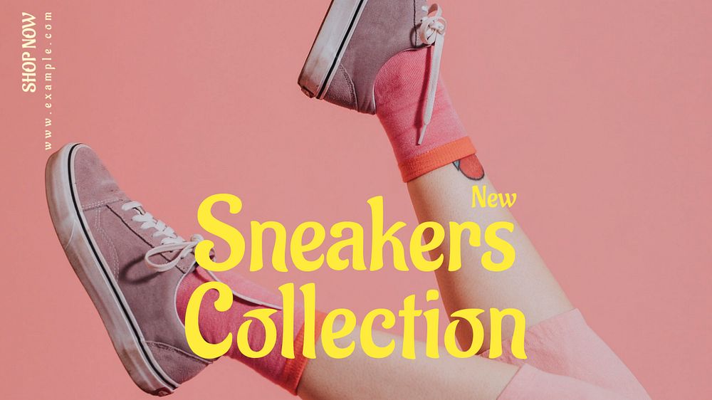 New sneakers collection  blog banner template, editable text