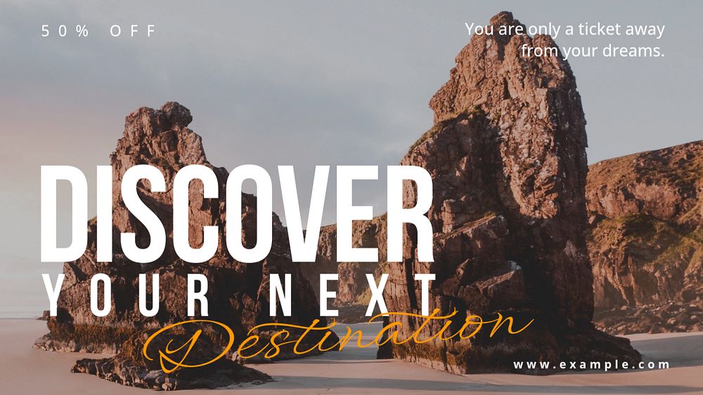 Discover and travel  blog banner template, editable text