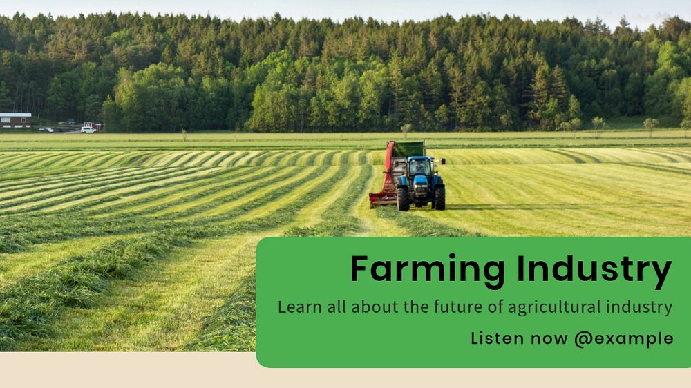 Farming industry  blog banner template, editable text