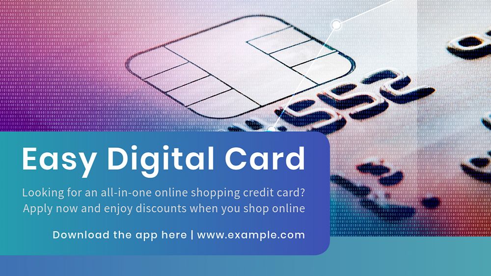 Digital credit card  blog banner template, editable text