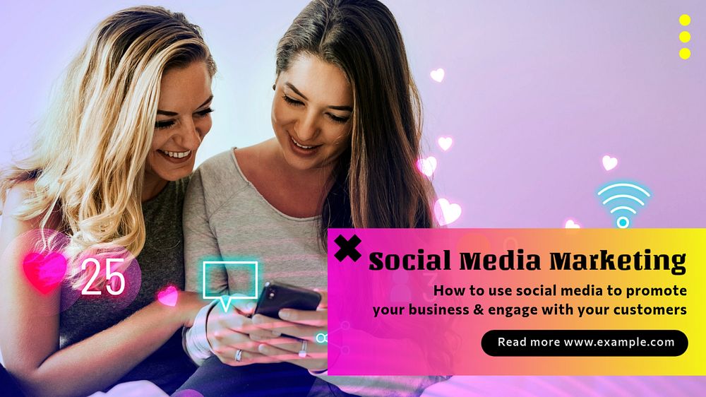 Social media marketing  blog banner template, editable text