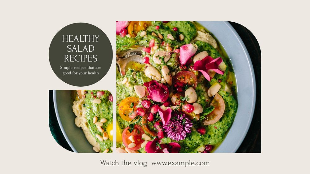 Healthy salad recipes  blog banner template, editable text