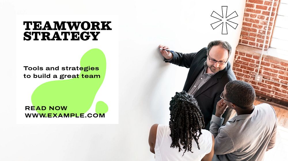 Teamwork strategy  blog banner template, editable text