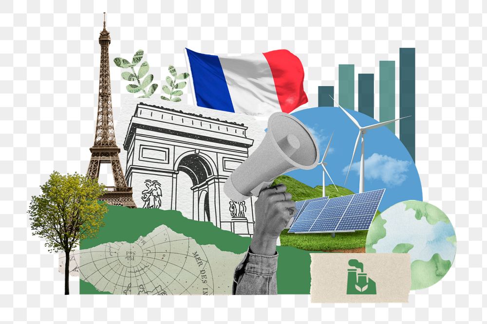 PNG element French climate protest, environment collage, editable design