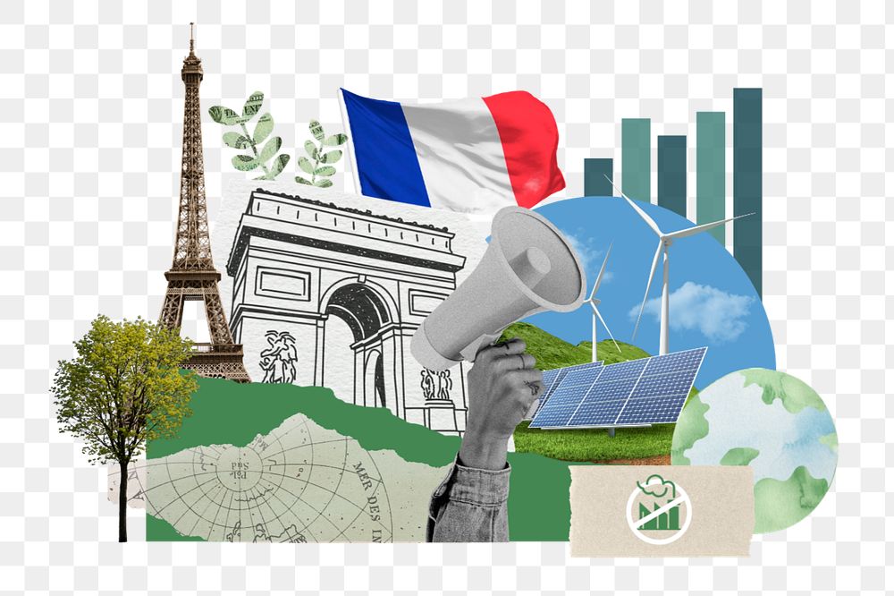 PNG element French climate protest, environment collage, editable design