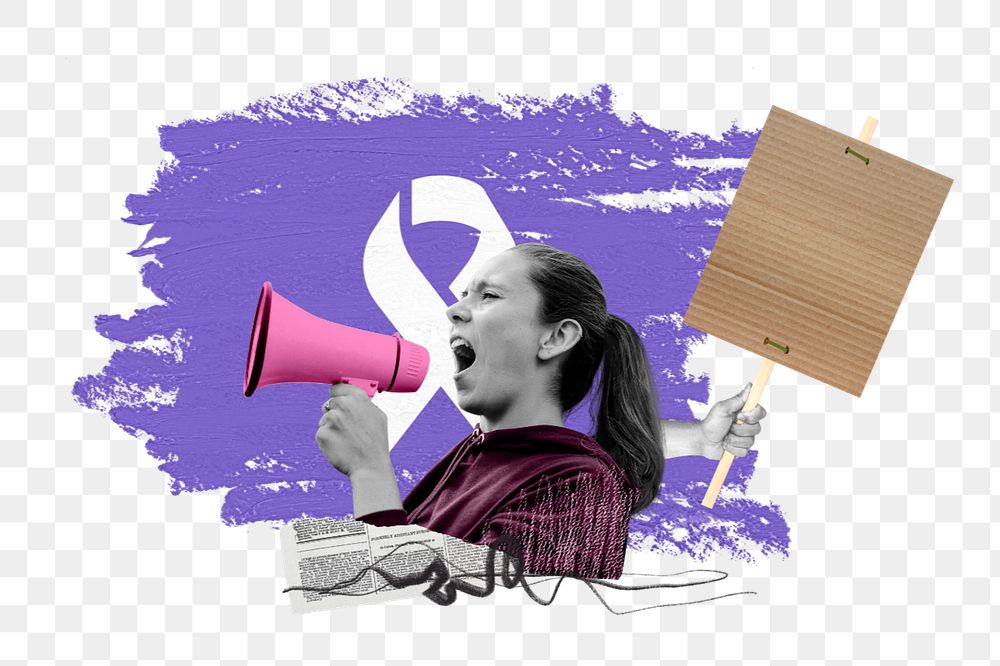 PNG element women's rights, protest activism photo collage, editable design