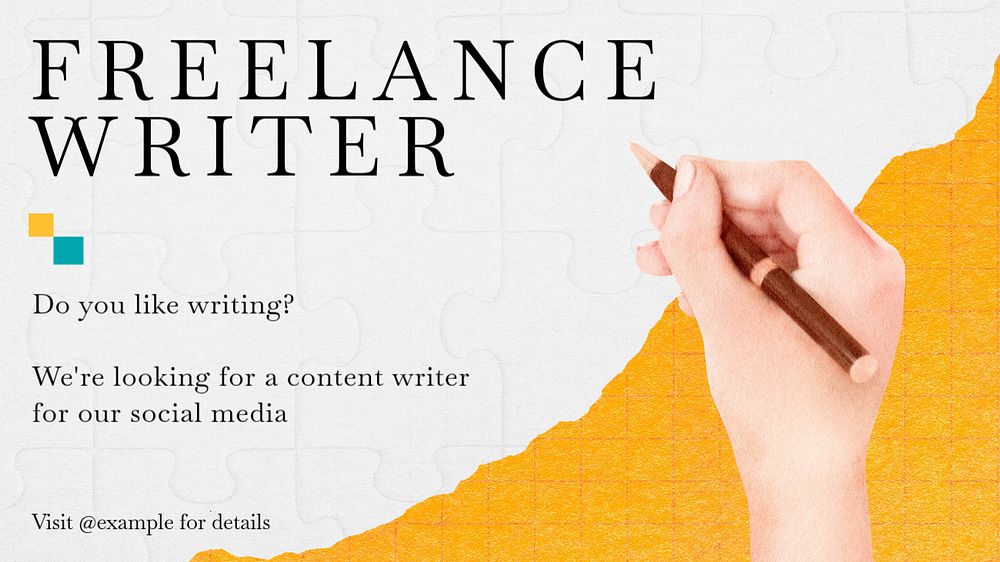 Freelance writer  blog banner template, editable text