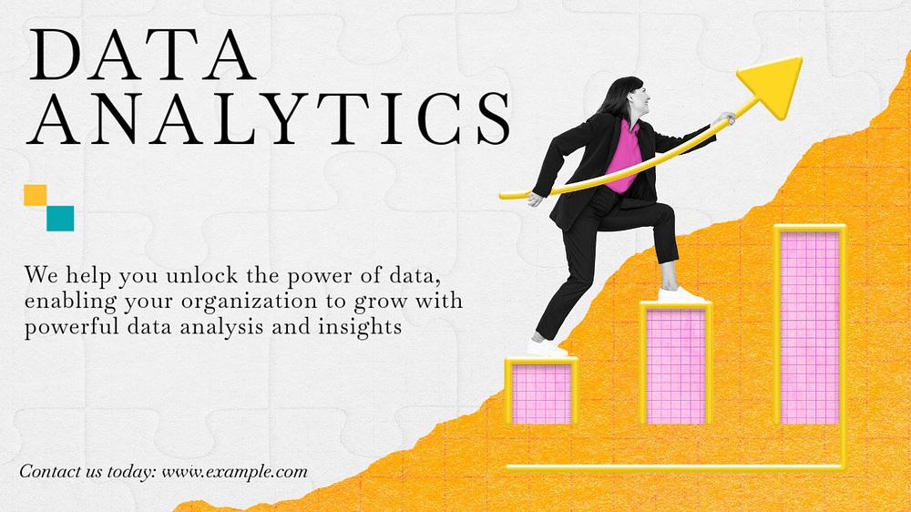 Data analytics  blog banner template, editable text