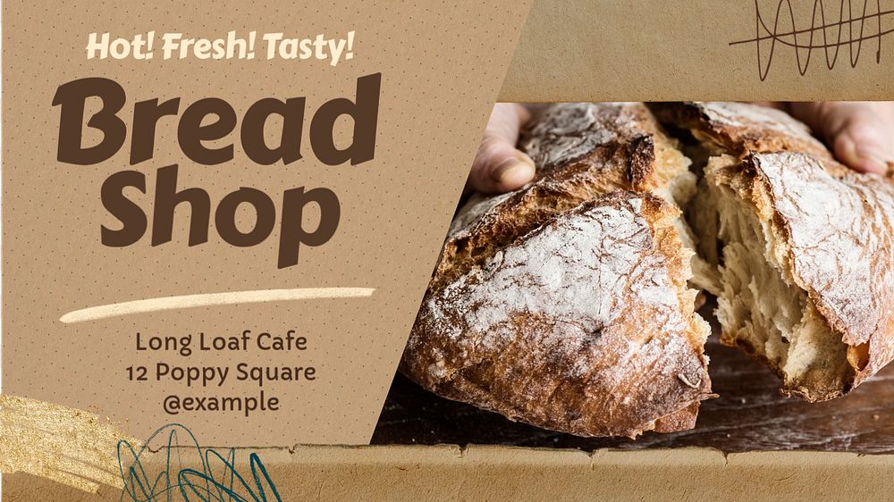 Bread shop blog banner template, editable text