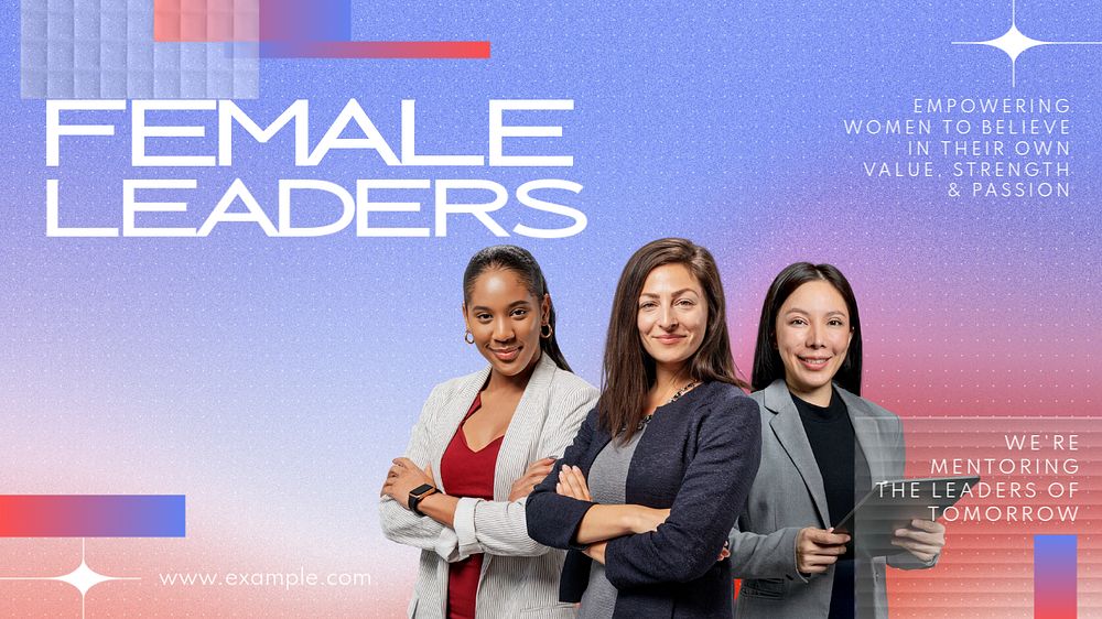 Female leaders blog banner template, editable text