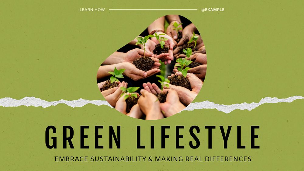 Green lifestyle blog banner template, editable text