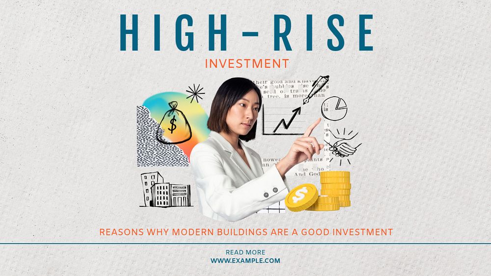 high rise investment blog banner template, editable text