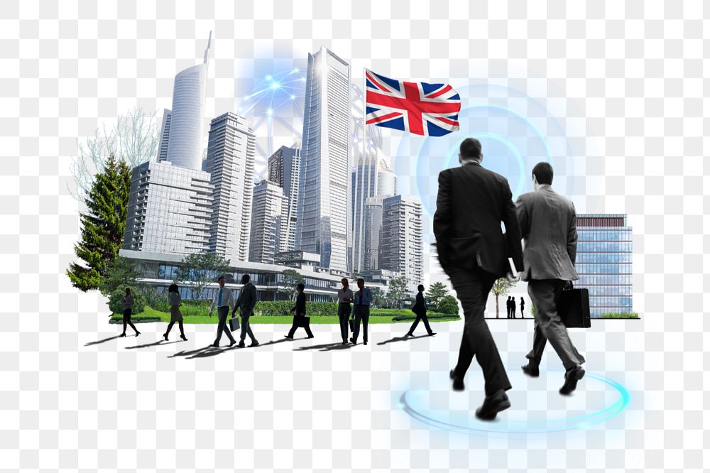 PNG element British corporate, business photo collage, editable design