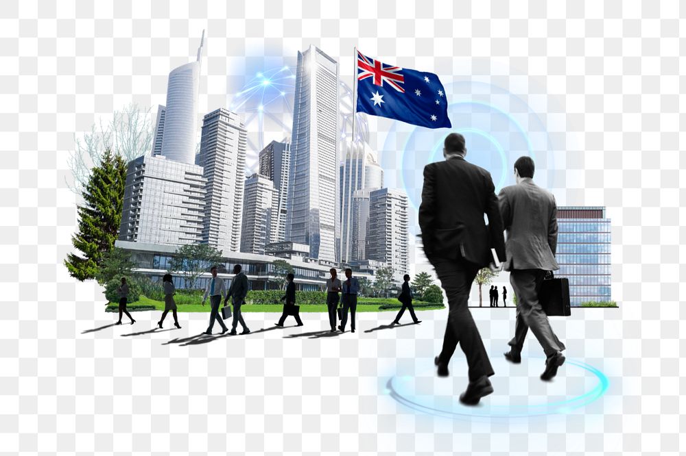 PNG element Australian corporate, business photo collage, editable design