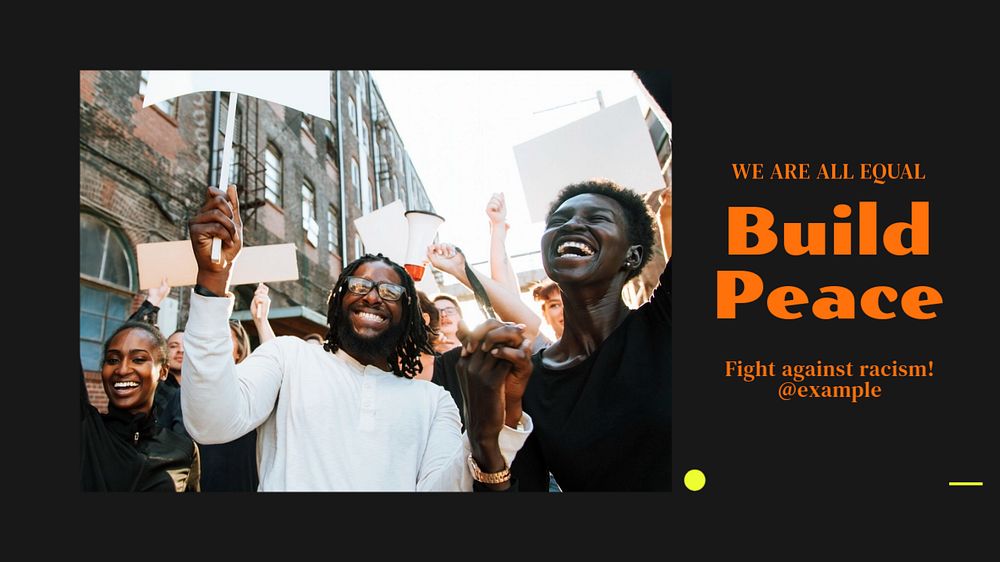 Peace & racism  blog banner template, editable text