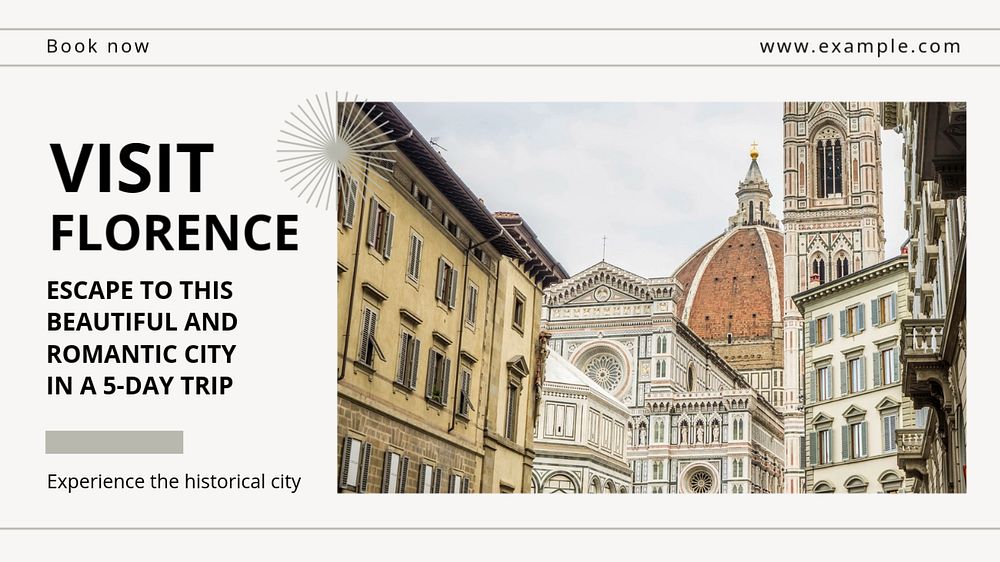 Visit Florence  blog banner template, editable text