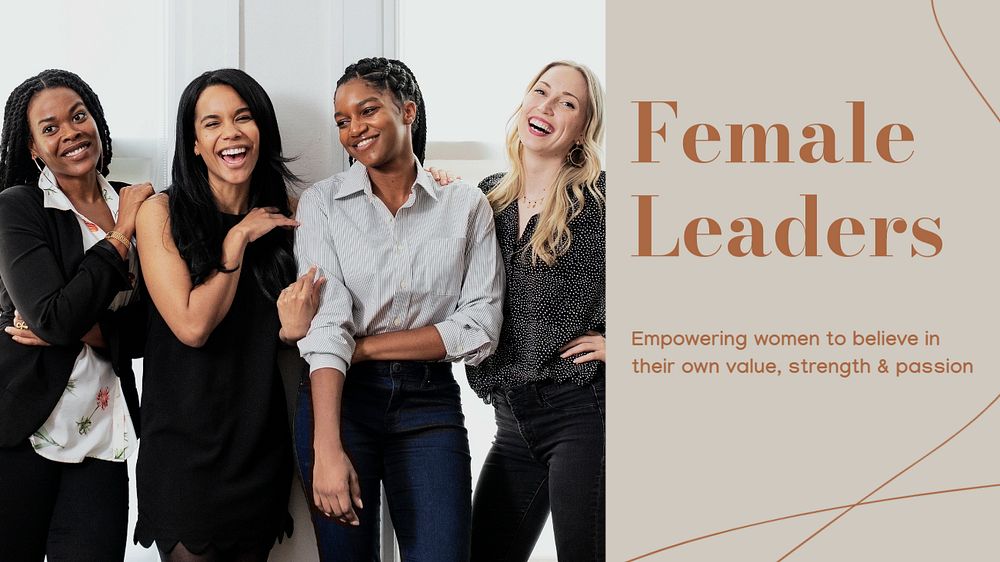 Female leaders  blog banner template, editable text