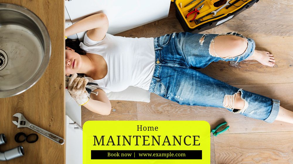 Home maintenance  blog banner template, editable text