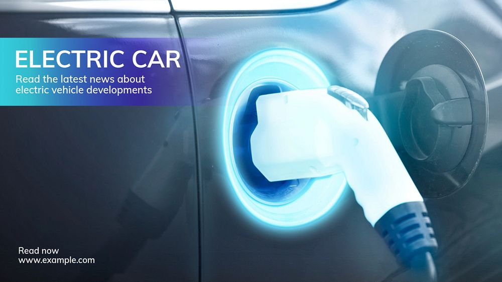 Electric car  blog banner template, editable text