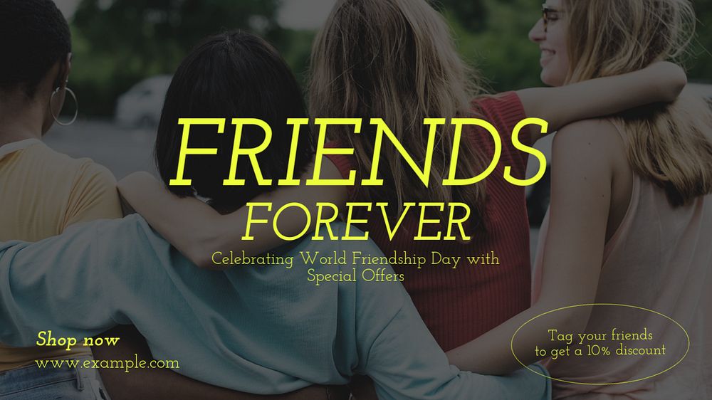 Friends forever  blog banner template, editable text