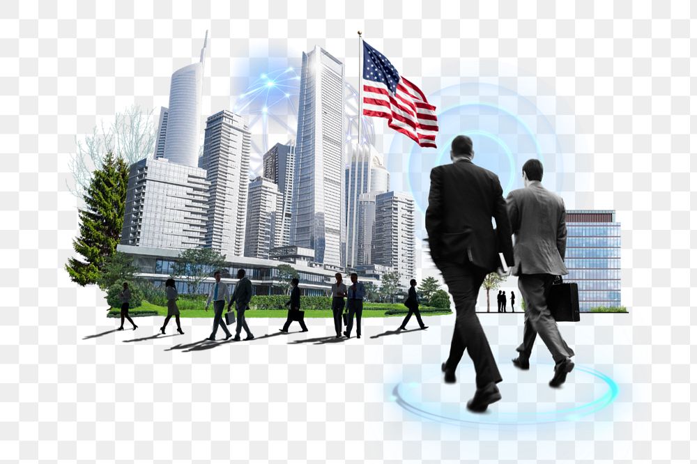 PNG element American corporate, business photo collage, editable design