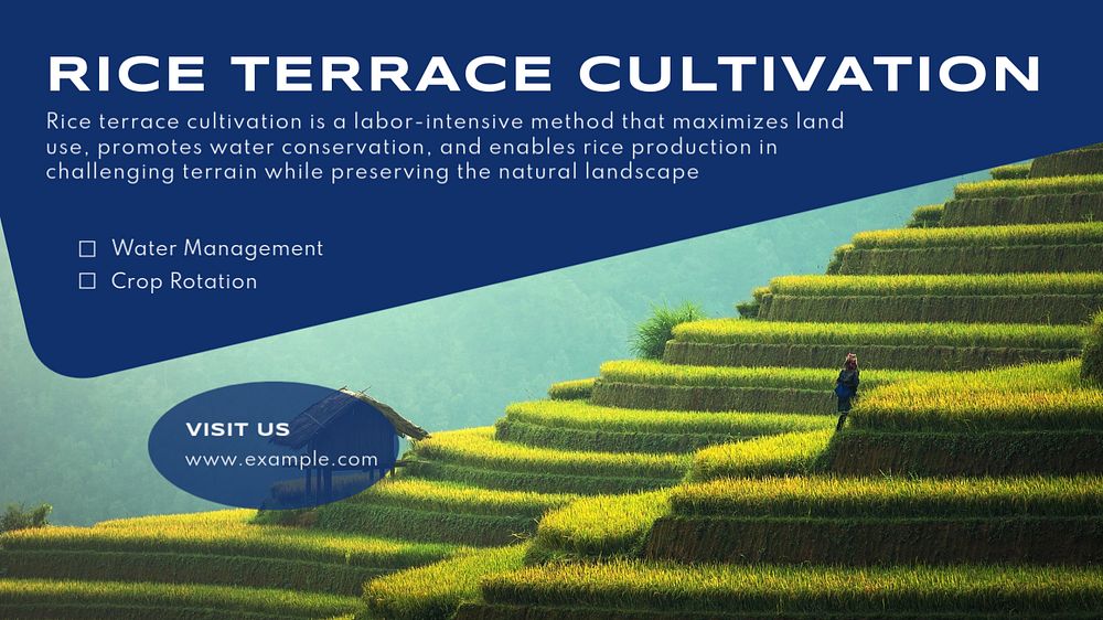 Rice terrace blog banner template, editable text