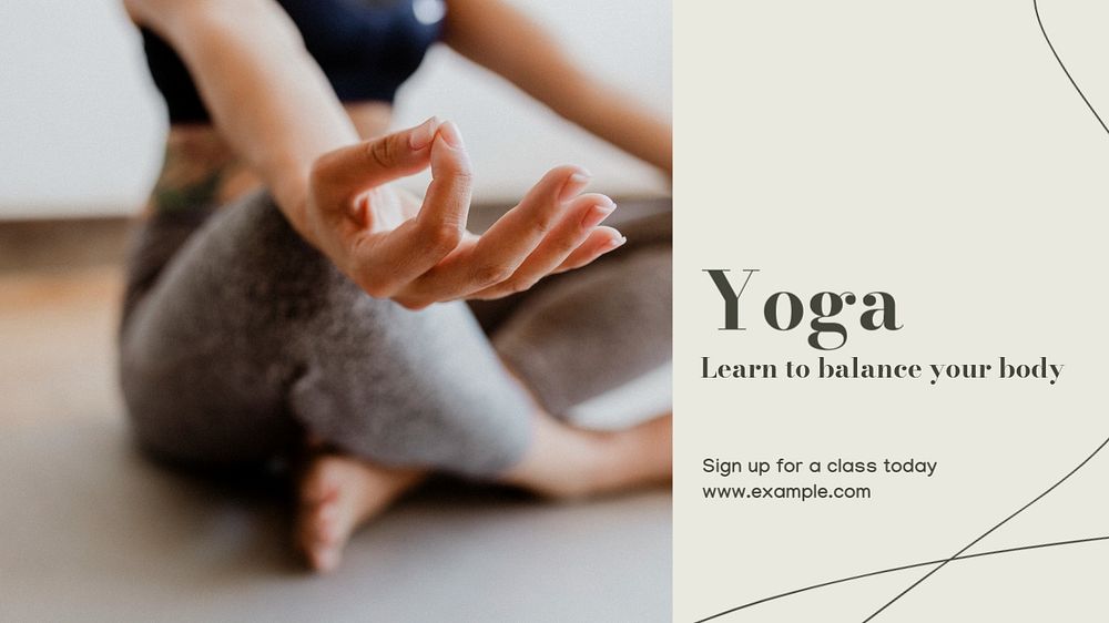 Yoga class  blog banner template, editable text