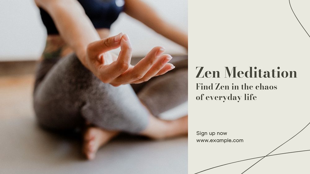 Zen meditation  blog banner template, editable text