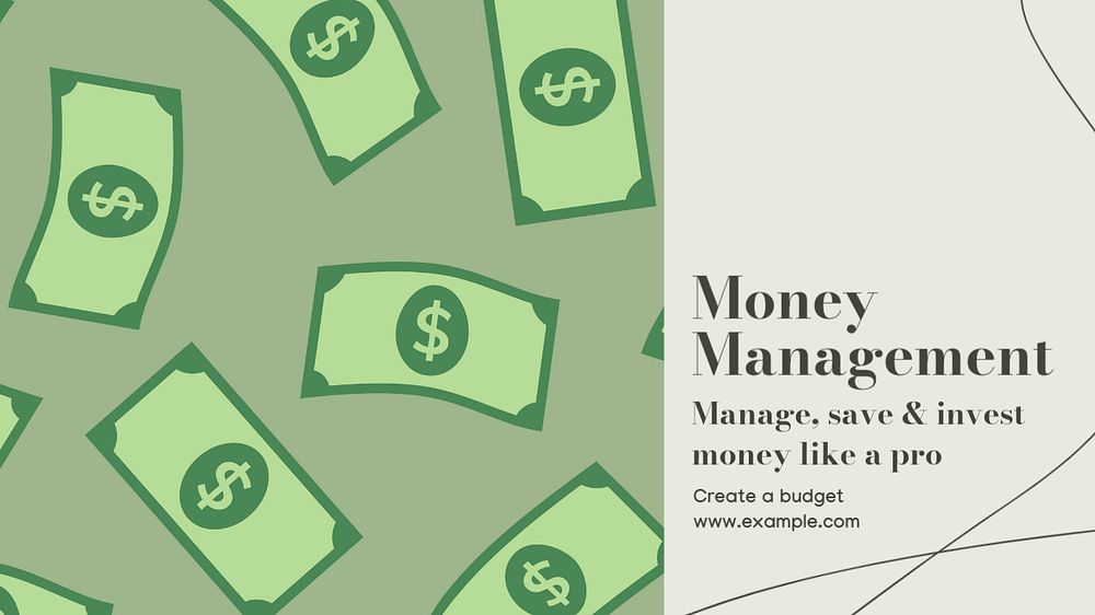 Money management  blog banner template, editable text