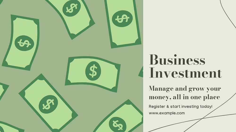 Business investment  blog banner template, editable text