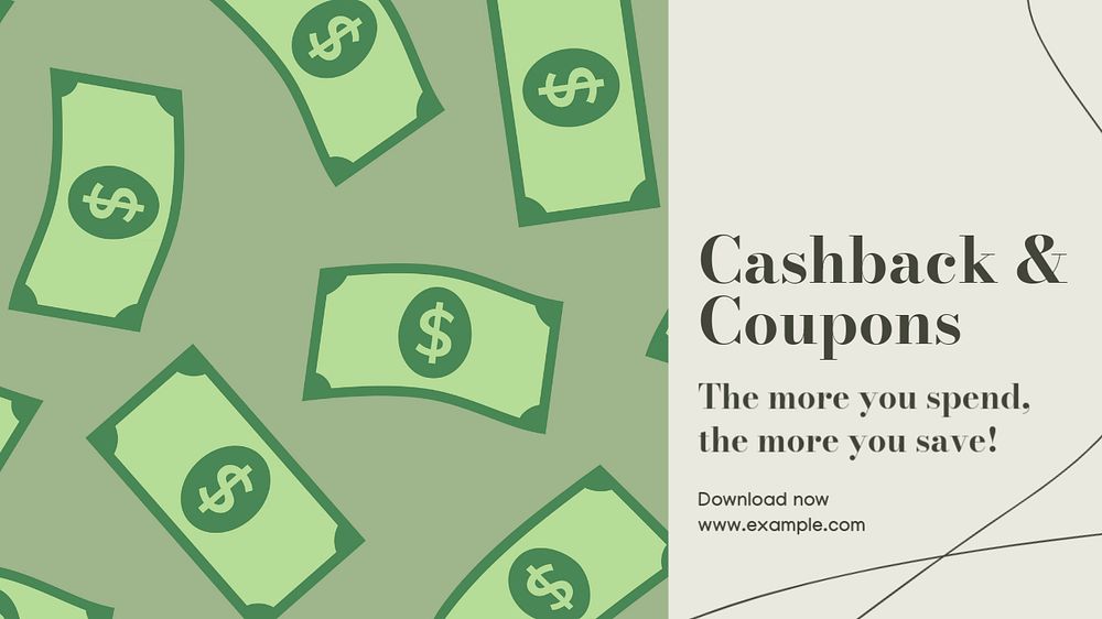 Cashback & coupons  blog banner template, editable text