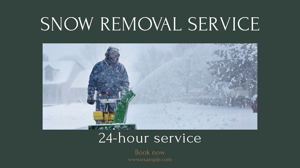 Snow removal service  blog banner template, editable text