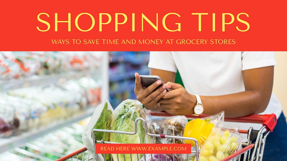 Shopping tips  blog banner template, editable text