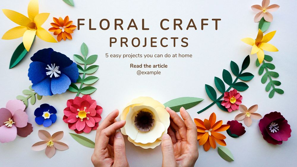 Floral craft projects  blog banner template, editable text