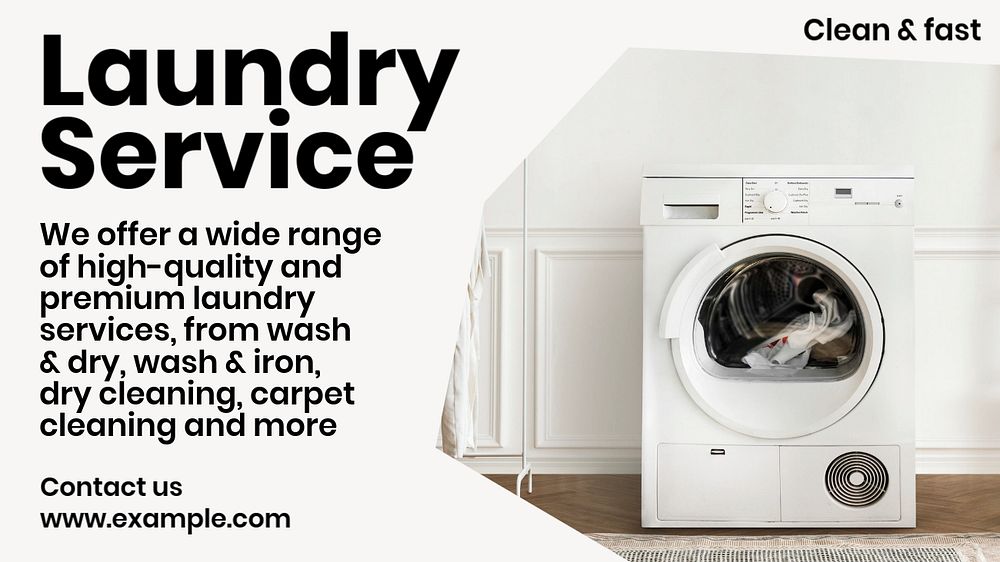 Laundry service blog banner template, editable text