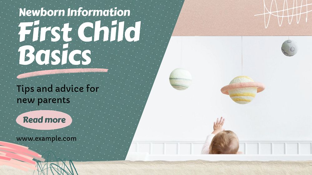 First child  blog banner template, editable text