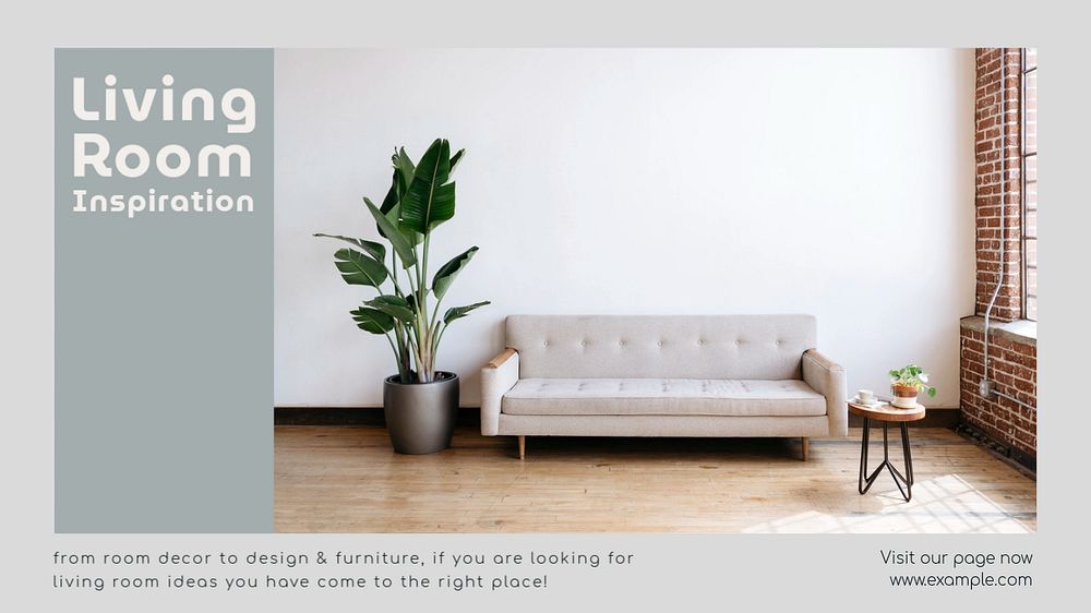 Living room inspiration  blog banner template, editable text