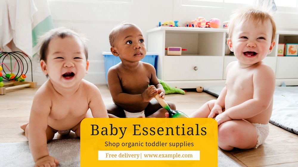 Baby essentials  blog banner template, editable text