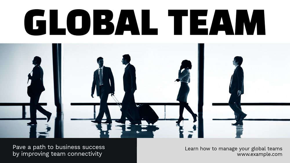 Global team management  blog banner template, editable text