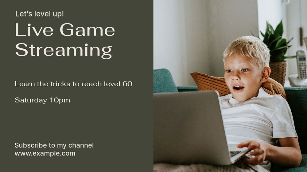 Live game streaming  blog banner template, editable text