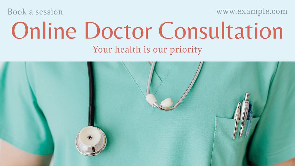 Online doctor  blog banner template, editable text