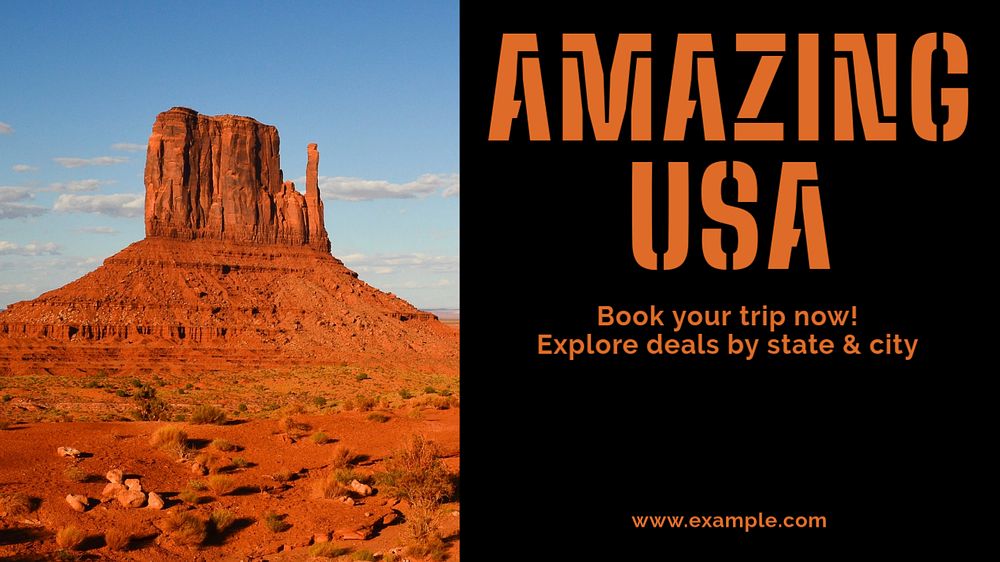 USA travel  blog banner template, editable text