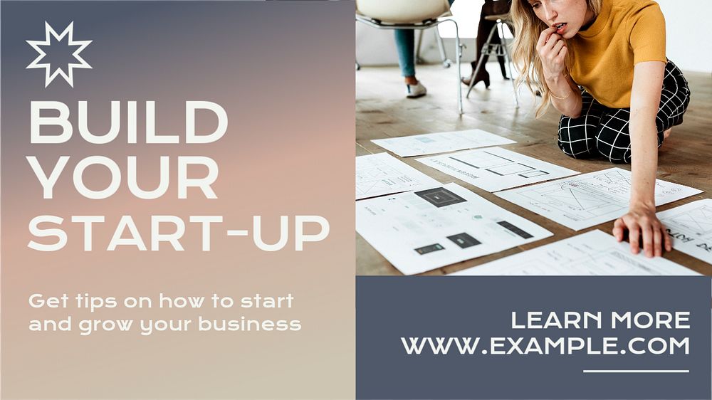 Start up  blog banner template, editable text