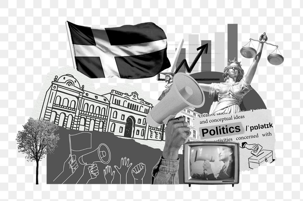 PNG element French politics, social issues paper collage, editable design