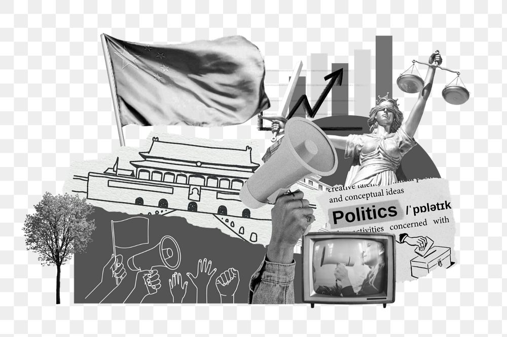 PNG element world politics, social issues paper collage, editable design