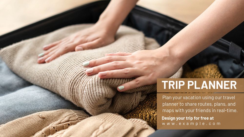 Trip planner  blog banner template, editable text