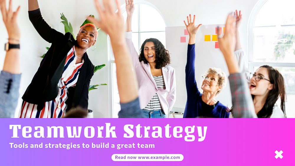 Teamwork strategy  blog banner template, editable text